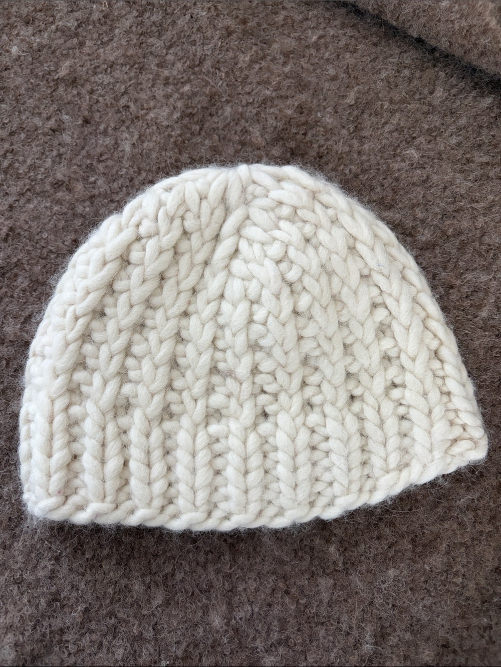 Chunky Cream Knit Women's Beanie - Soft Winter Hat